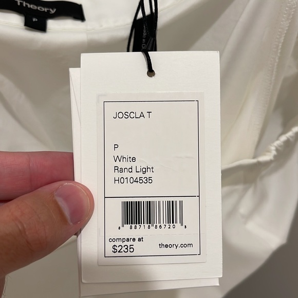 NWT Theory Joscla Blouse Off The Shoulder Top Size Petite XS White Rand Light - Picture 4 of 16